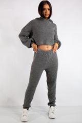 Jaliyah Grey Cable Knit Loungewear Set
