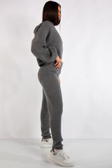 Jaliyah Grey Cable Knit Loungewear Set