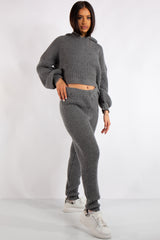 Jaliyah Grey Cable Knit Loungewear Set