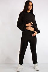 Jaliyah Black Cable Knit Loungewear Set