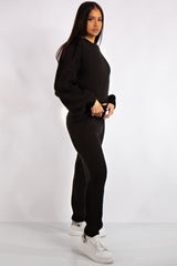 Jaliyah Black Cable Knit Loungewear Set
