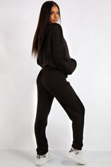 Jaliyah Black Cable Knit Loungewear Set