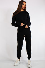 Carlee Black Knit Loungewear Tracksuit Set