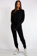 Carlee Black Knit Loungewear Tracksuit Set