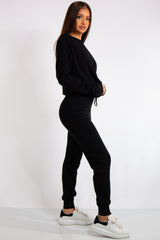 Carlee Black Knit Loungewear Tracksuit Set