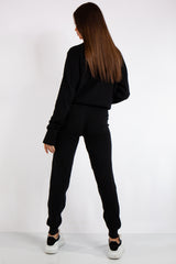 Carlee Black Knit Loungewear Tracksuit Set