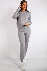 Carlee Grey Knit Loungewear Tracksuit Set