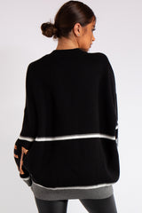 Mylah Black Power Sequin Slogan Crew Neck Knitted Jumper