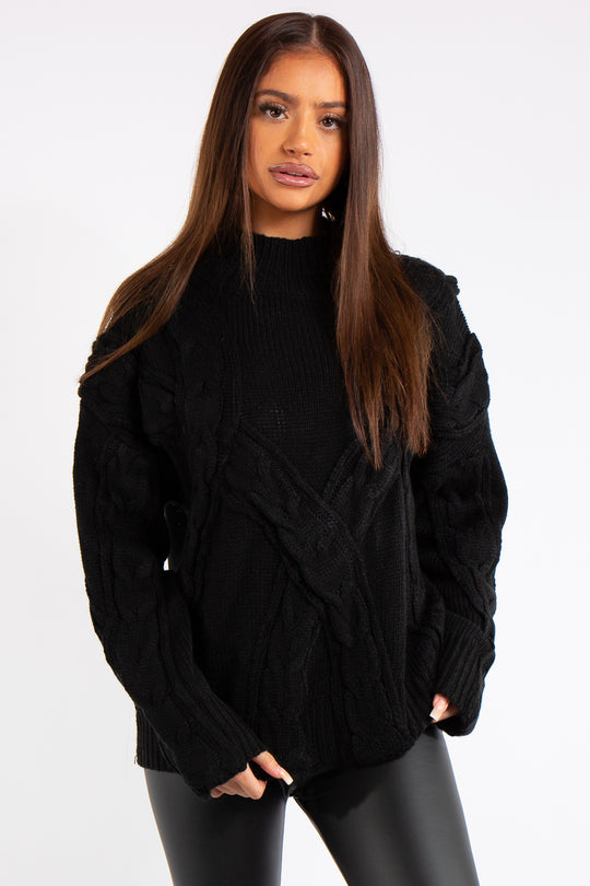 Treasure Black Cable Knit Jumper