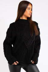 Treasure Black Cable Knit Jumper