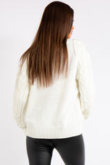 Treasure White Cable Knit Jumper