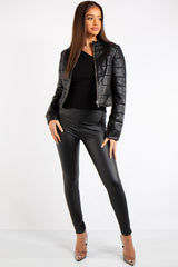Carla Black Faux Leather Biker Jacket