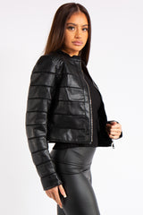 Carla Black Faux Leather Biker Jacket