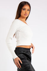 Caylee White Ribbed One Shoulder Top