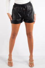 Holland Black Faux Leather Shorts