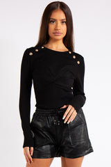 Courtney Black Knitted Button Bodysuit