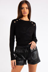 Courtney Black Knitted Button Bodysuit