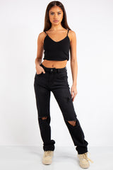 Evalyn Denim Black Straight Leg Jeans