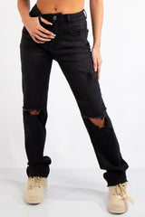 Evalyn Denim Black Straight Leg Jeans