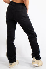 Evalyn Denim Black Straight Leg Jeans