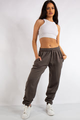 Aurelia Khaki Ruched Detailing Basic Joggers