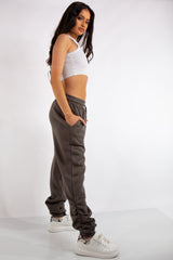 Aurelia Khaki Ruched Detailing Basic Joggers