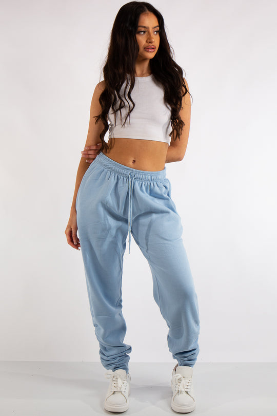 Aurelia Blue Ruched Detailing Basic Joggers