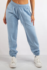 Aurelia Blue Ruched Detailing Basic Joggers