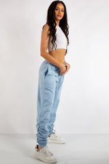 Aurelia Blue Ruched Detailing Basic Joggers