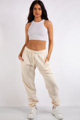 Aurelia Beige Ruched Detailing Basic Joggers