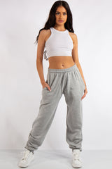 Aurelia Grey Ruched Detailing Basic Joggers