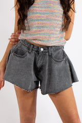 Ivy Black Flared Denim Shorts
