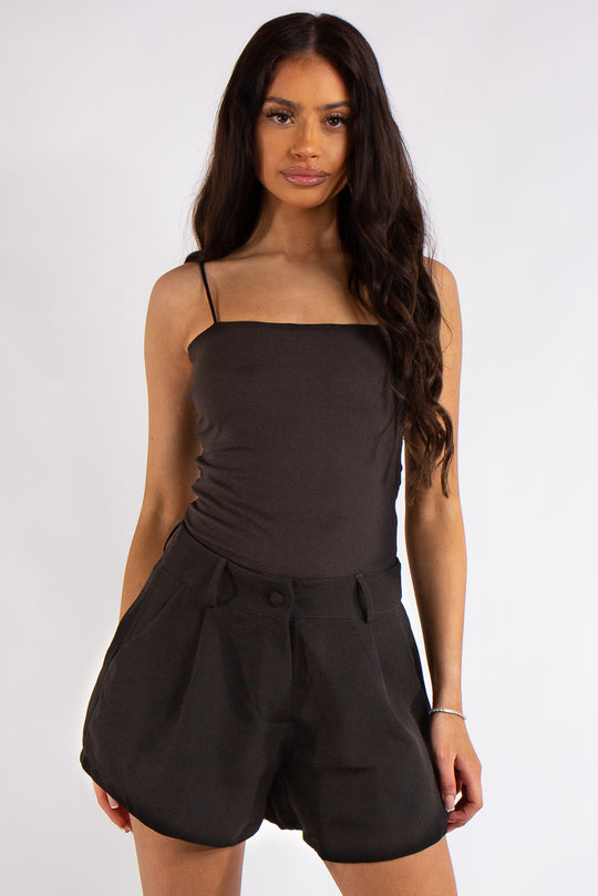 Ruby Black Slinky Super Soft Strappy Bodysuit