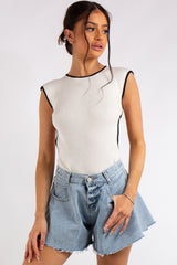 Klara White Backless Ribbed Bodysuit