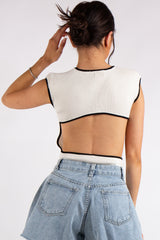 Klara White Backless Ribbed Bodysuit