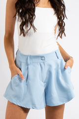 Tinley Baby Blue Flared Pocket Shorts
