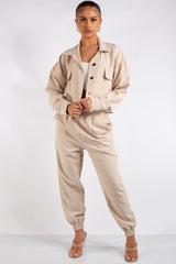 Frances Beige Shirt Co Ord Set