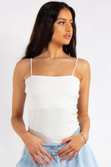 Ruby White Slinky Super Soft Strappy Bodysuit
