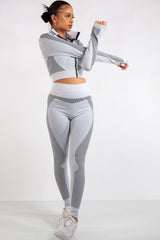 Amiya Grey 3-piece Activewear Fitness Gym Wear Set