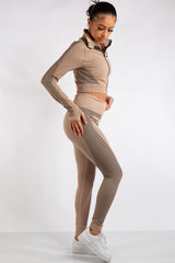 Amiya Beige 3-piece Activewear Fitness Gym Wear Set