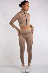 Amiya Beige 3-piece Activewear Fitness Gym Wear Set