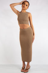 Willow Camel Knitted Skirt Co-Ord Set