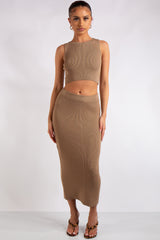 Willow Camel Knitted Skirt Co-Ord Set