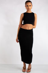 Willow Black Knitted Skirt Co-Ord Set