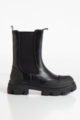 Rachel Black Contrast Vegan Leather Chunky Boot