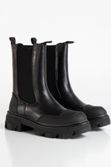Rachel Black Contrast Vegan Leather Chunky Boot