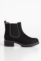 Sylvia Black Suede Stud Chelsea Boots