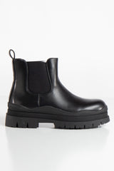 Coraline Black Vegan Leather Chunky Ankle Boots