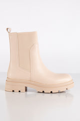 Boston Beige Chunky Elastic Ankle Boots
