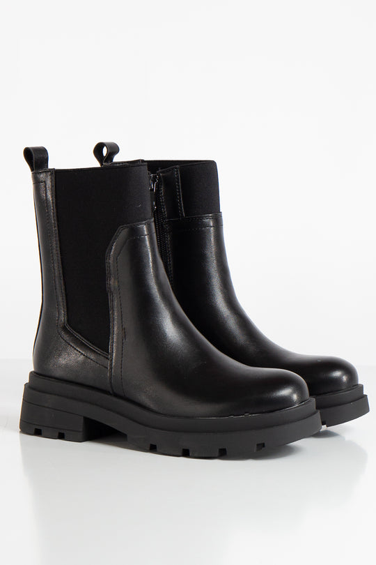 Boston Black Chunky Elastic Ankle Boots
